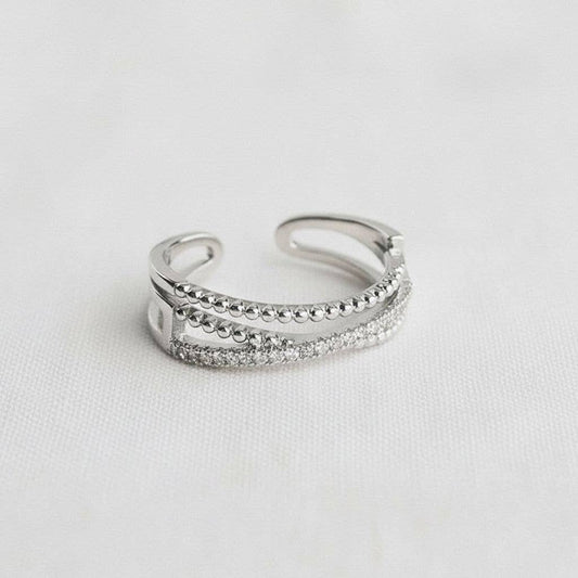 Cubic Zirconia Criss-Cross Adjustable Ring