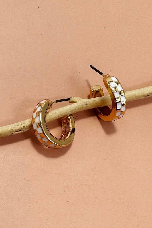 Mini Checker Hoop Huggie Earrings