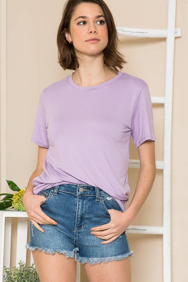 SUPER SOFT BASIC SOLID SHORT SLEEVE TOP
