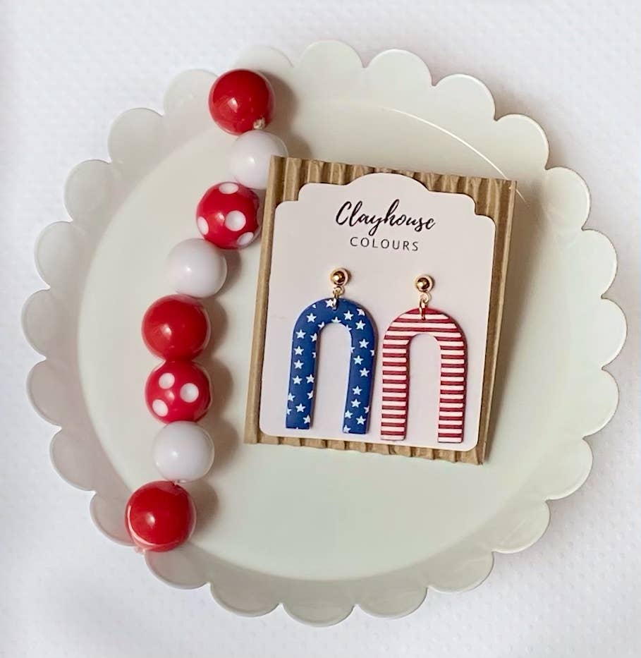 Red, White & Blue Clay Earrings