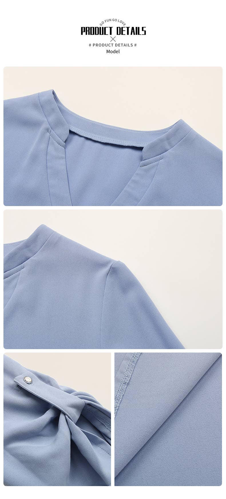 LONG SLEEVE V-NECK PULLOVER SOLID COLOR SHIRT