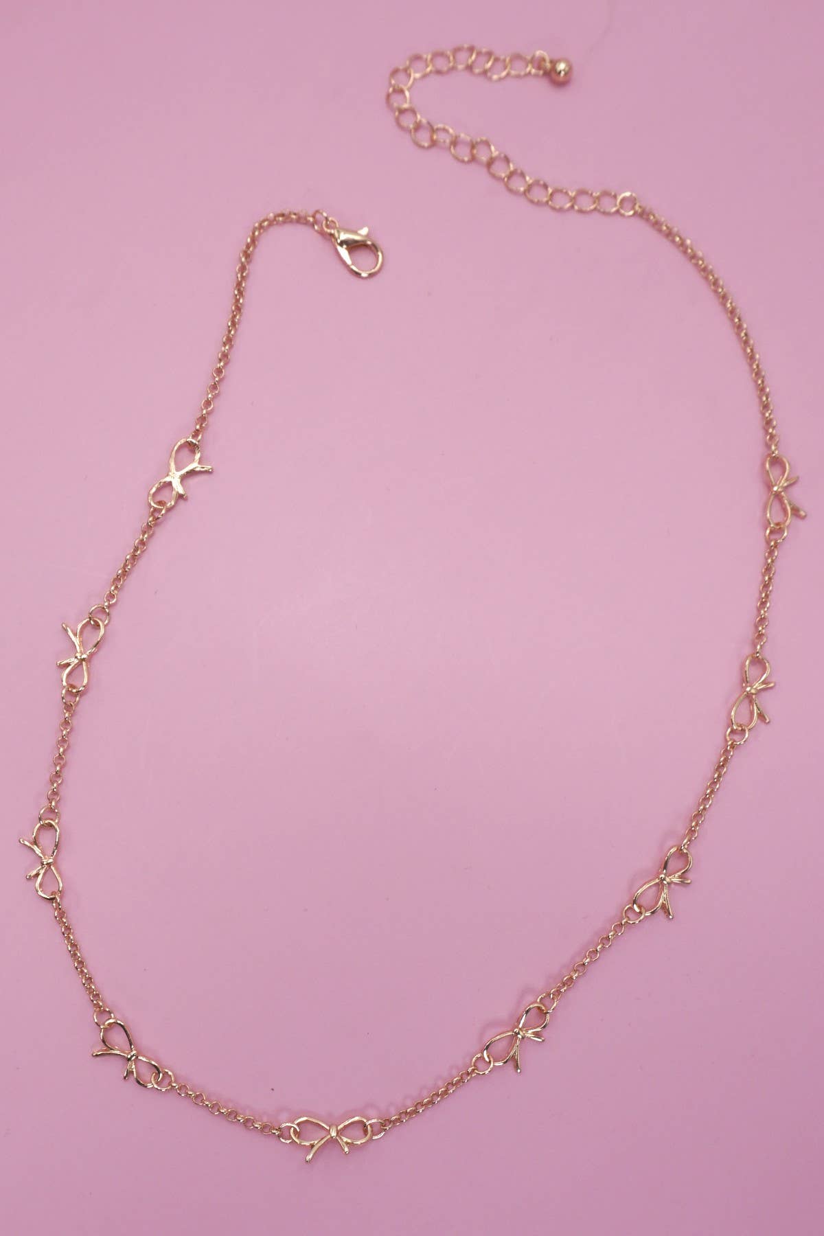 Double Layer Bow Heart Station Necklace