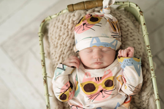 Infant Pastel Cat Baby Gown Set