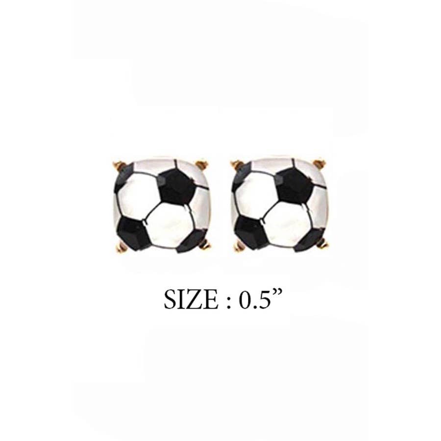 RECTANGULAR SHAPE SPORTS BALL STUD EARRINGS