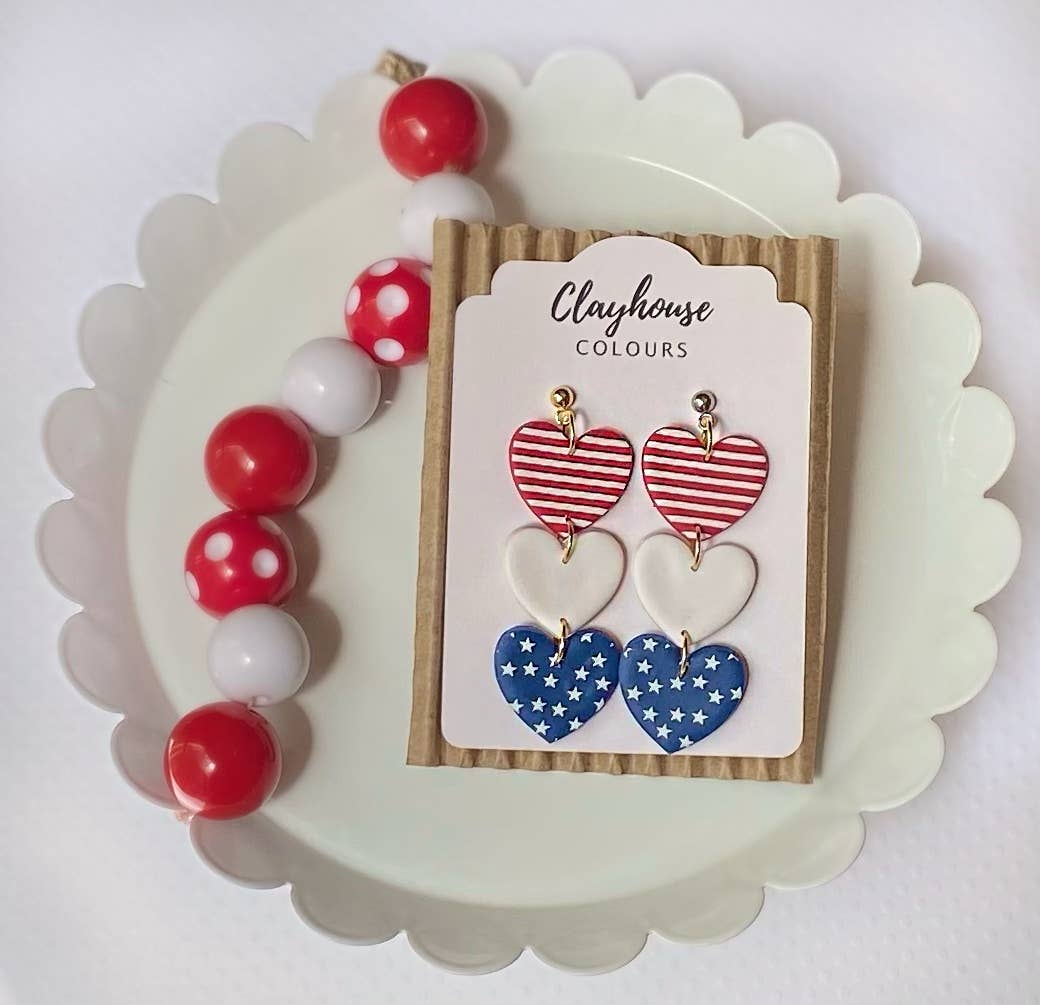 Red, White & Blue Clay Earrings