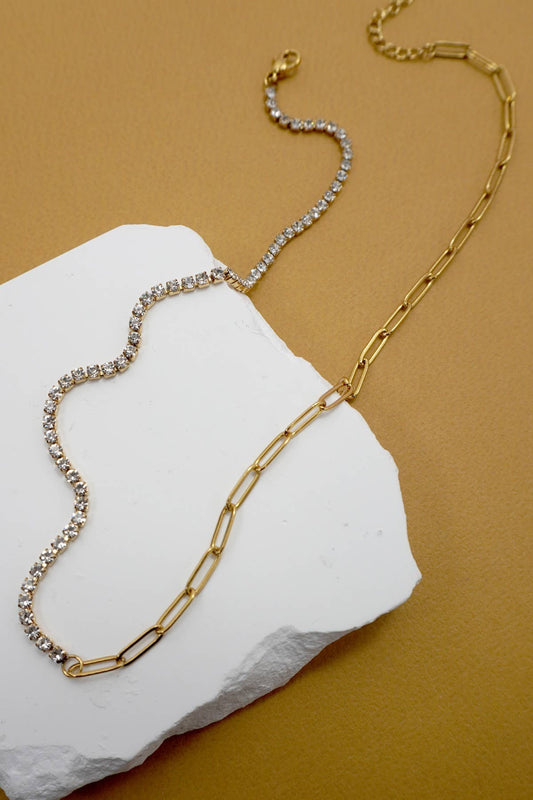 18K STAINLESS STEEL TARNISH FREE TENNIS NECKLACE