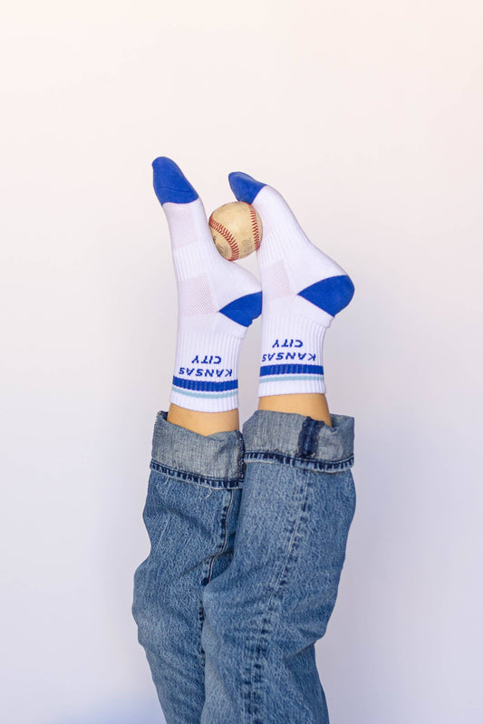 Kansas City Crew Socks - White w/ Blue