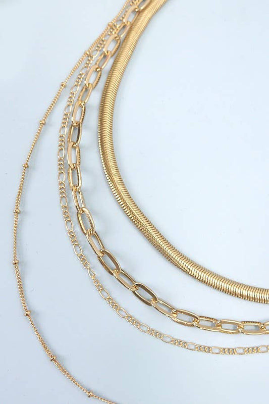 Multi-Layer Link Herringbone Chain Necklace