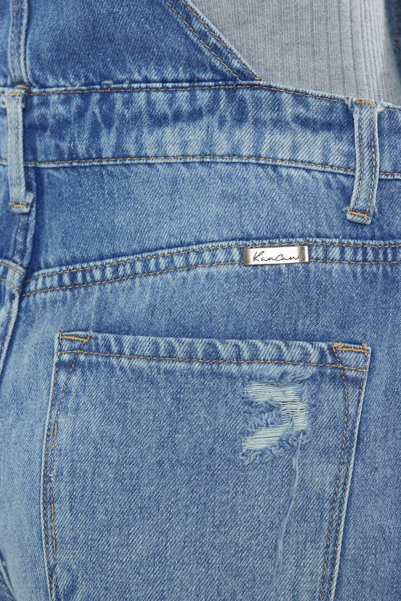 Kan Kan Wide-Leg Denim Overalls – Medium Stone Wash