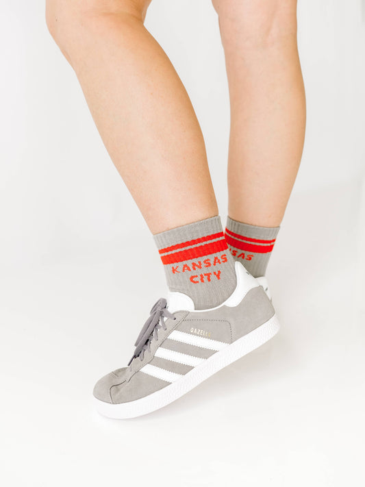 KC Crew Socks - Grey & Red
