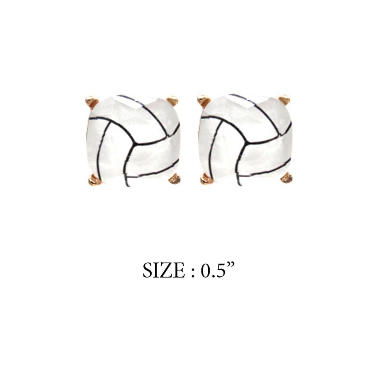 RECTANGULAR SHAPE SPORTS BALL STUD EARRINGS