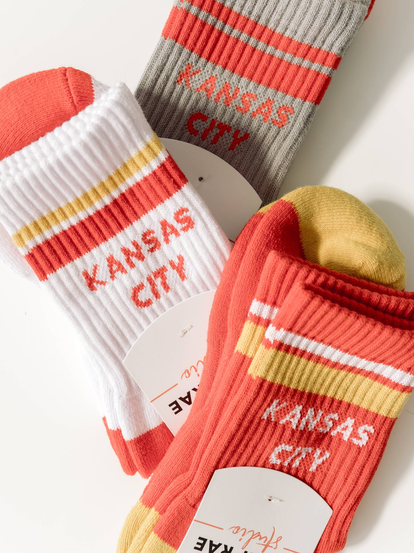 KC Crew Socks - Grey & Red