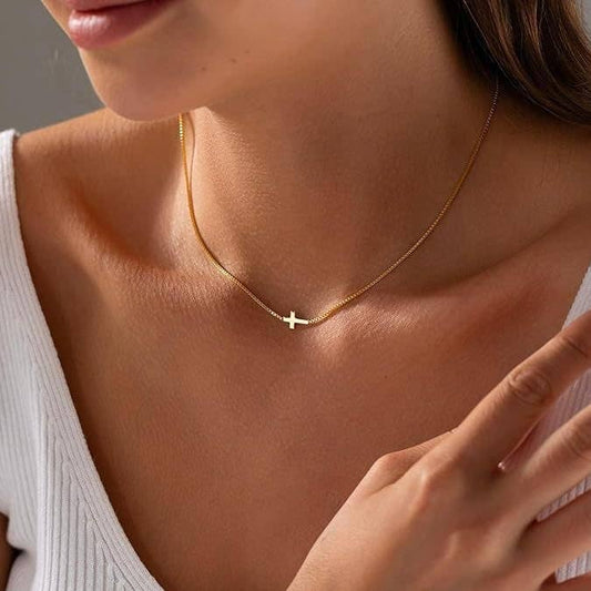 18K Gold-Dipped Stainless Cross Necklace