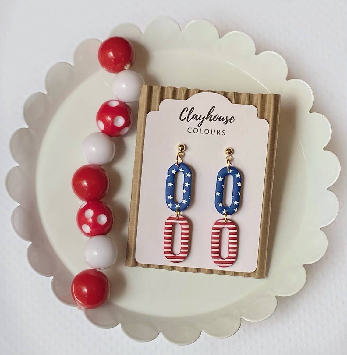 Red, White & Blue Clay Earrings