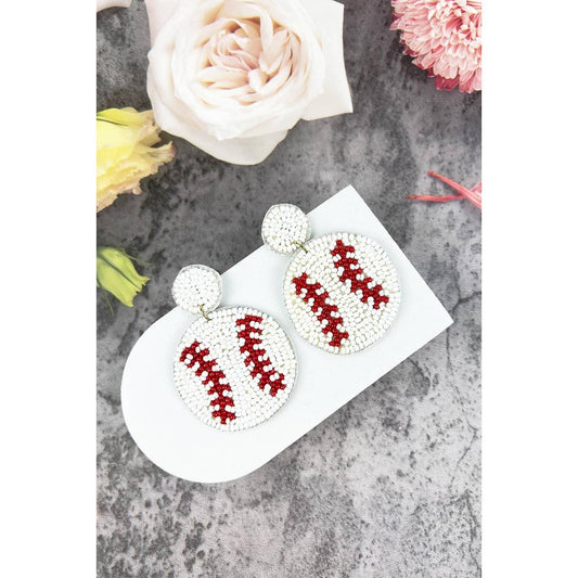 SEED BEAD SOFTBALL AND BASEBALL SPORTS POST EARRINGS