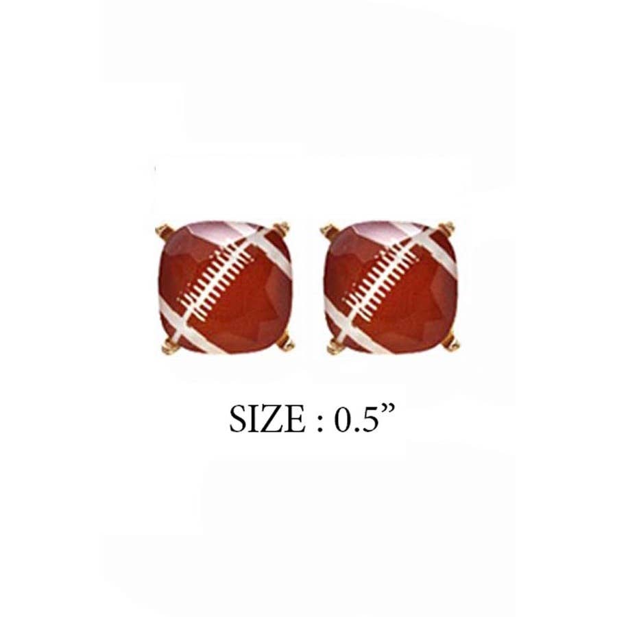 RECTANGULAR SHAPE SPORTS BALL STUD EARRINGS
