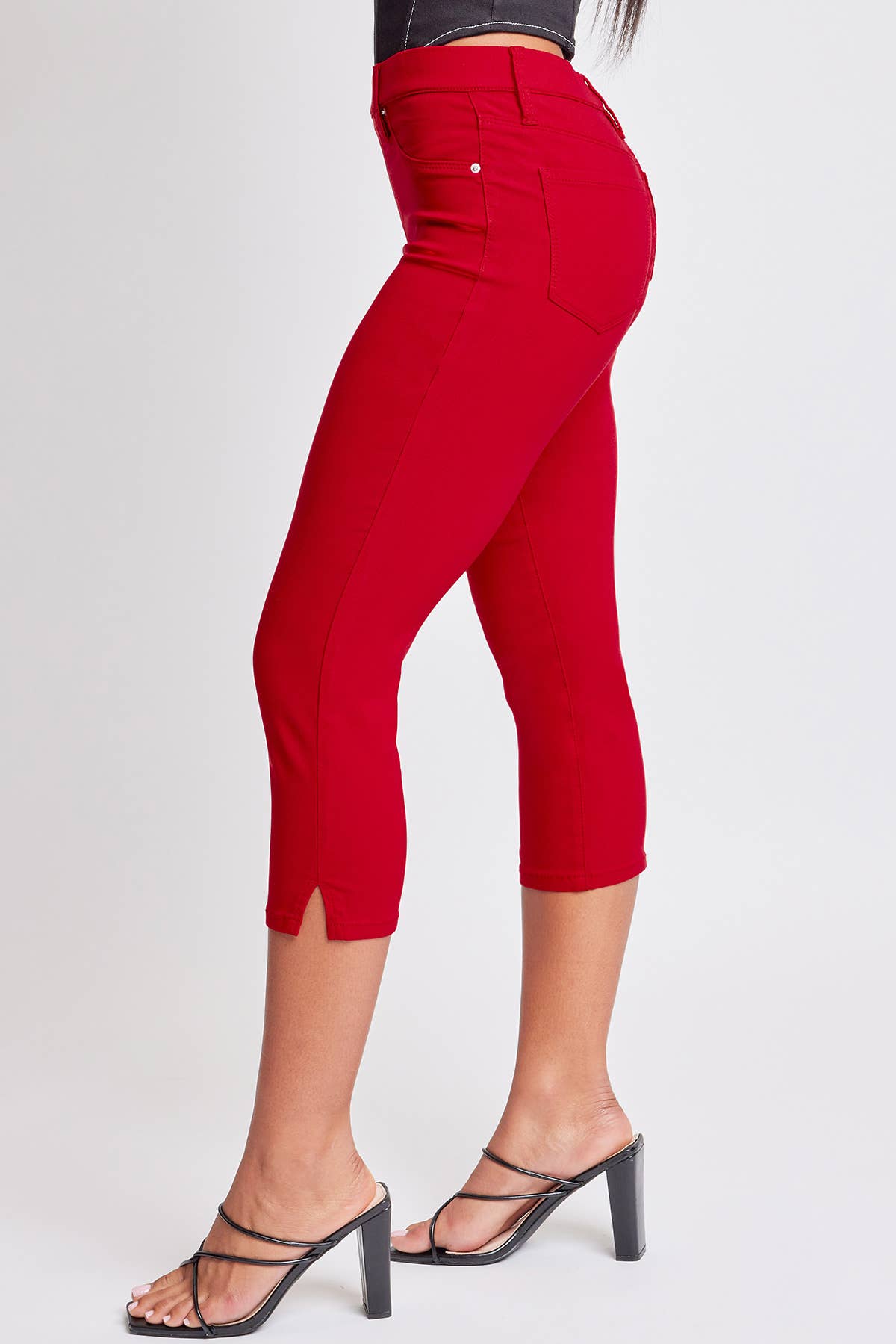 Hyperstretch Pull On Capri With Side Slit