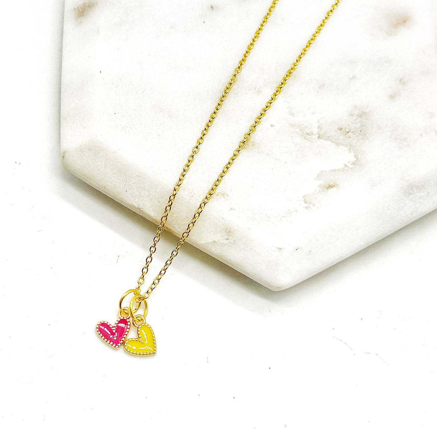 Red Yellow Chiefs Heart KC Charm Necklace