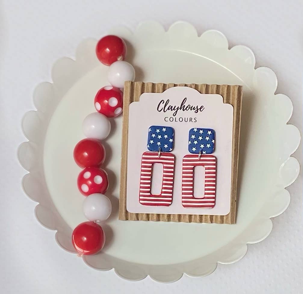 Red, White & Blue Clay Earrings