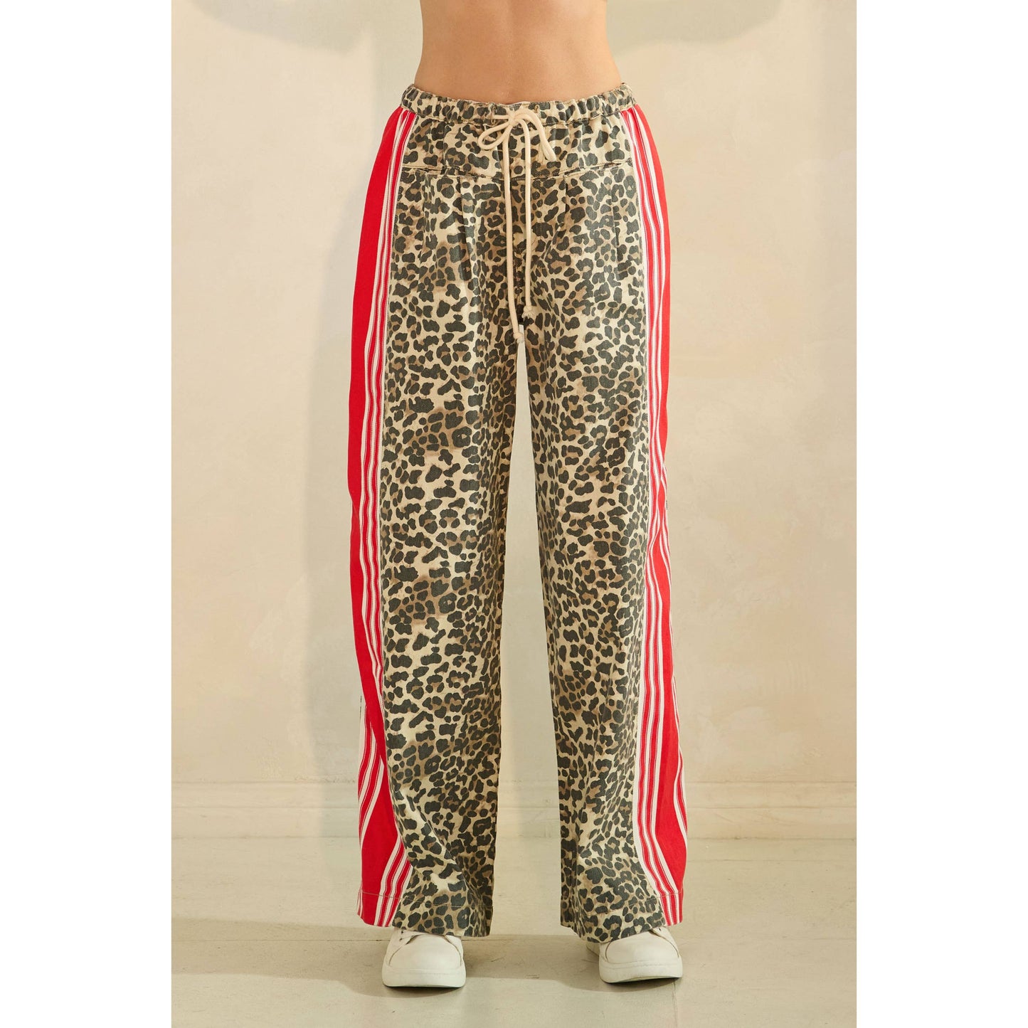 Leopard Sport Striped Wide Legged Pants
