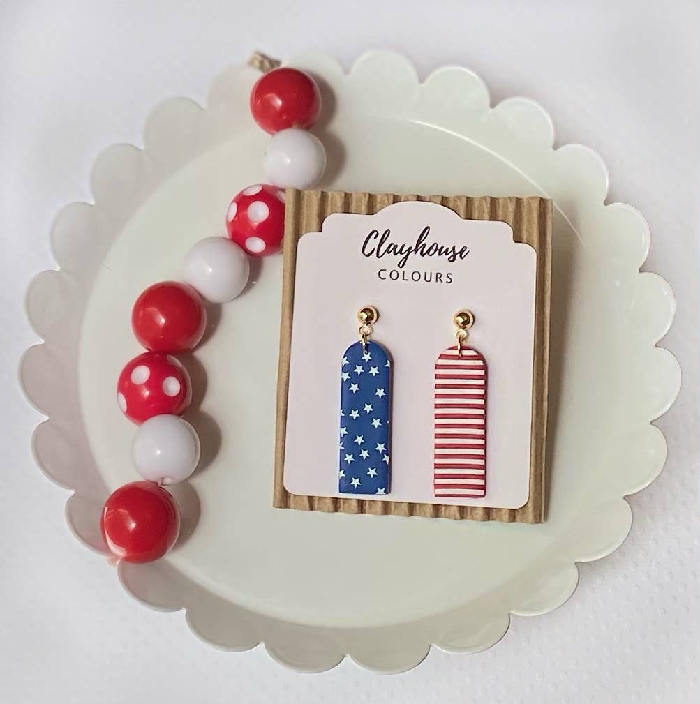 Red, White & Blue Clay Earrings