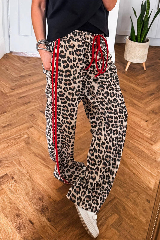 Leopard Tie Waist Casual Pants