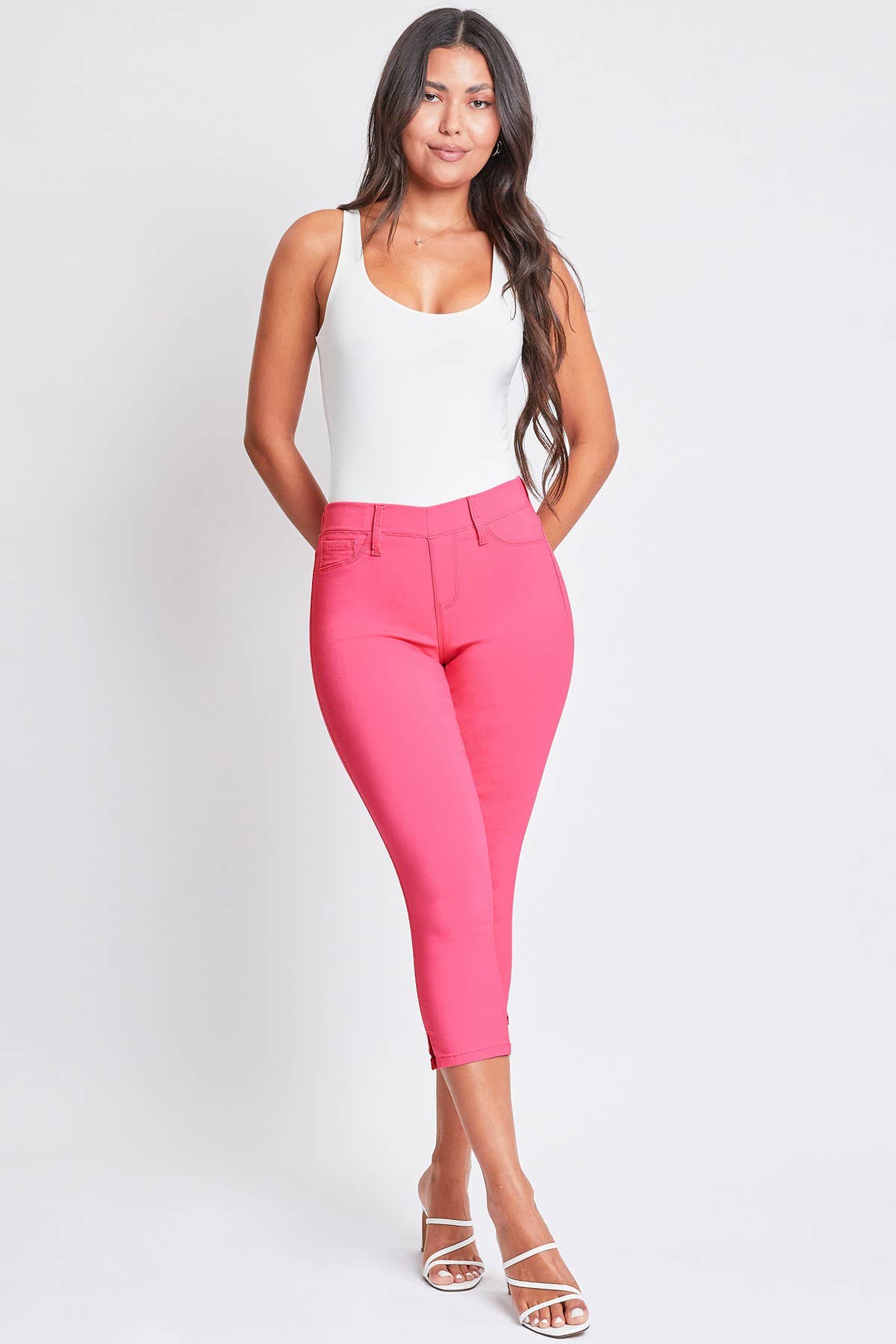 Hyperstretch Pull On Capri With Side Slit