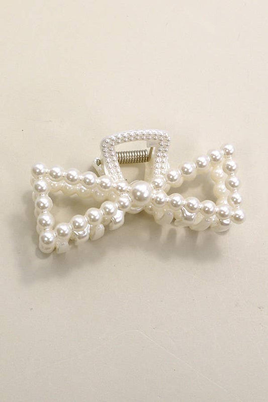Pearl-Embellished Hair Claw Set