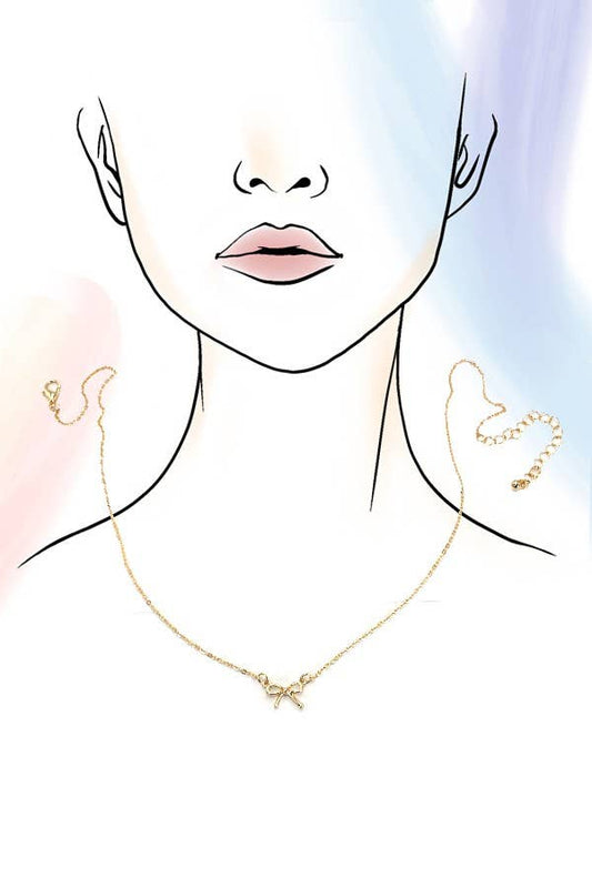 MINI GOLD BOW CHARM NECKLACE