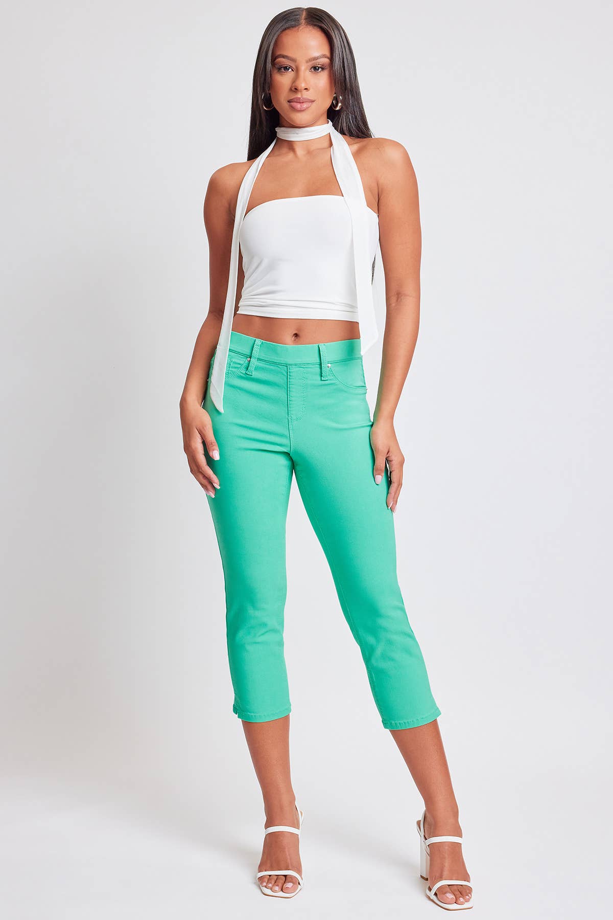Hyperstretch Pull On Capri With Side Slit