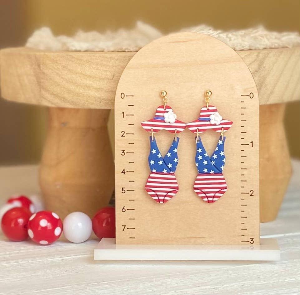 Red, White & Blue Clay Earrings