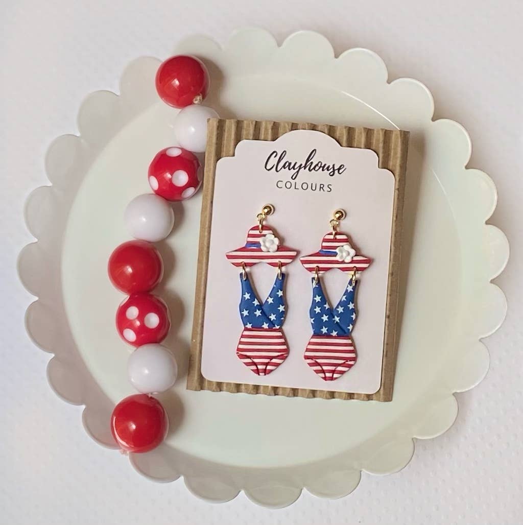 Red, White & Blue Clay Earrings