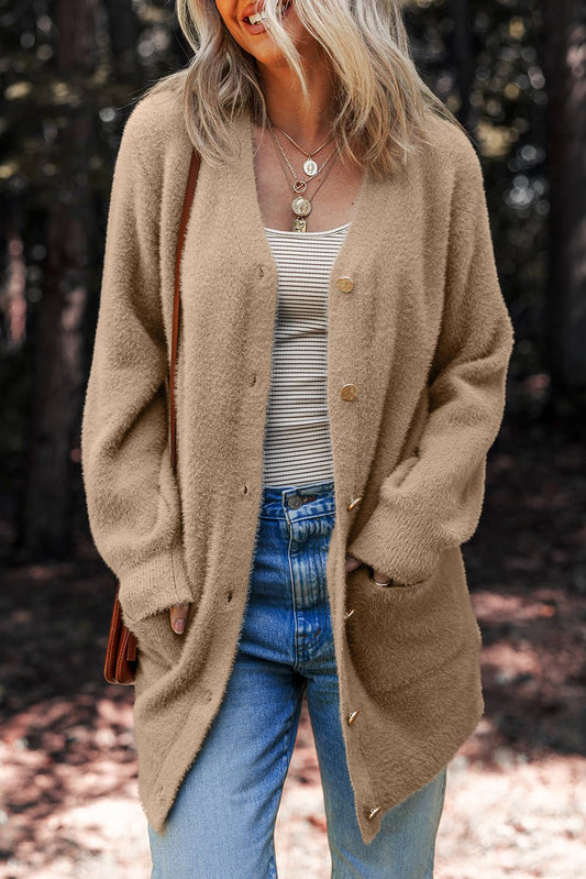 Solid Color Cardigan Sweater