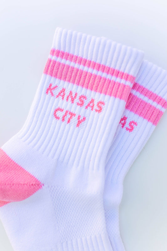 Kansas City Crew Socks - White w/ Pink