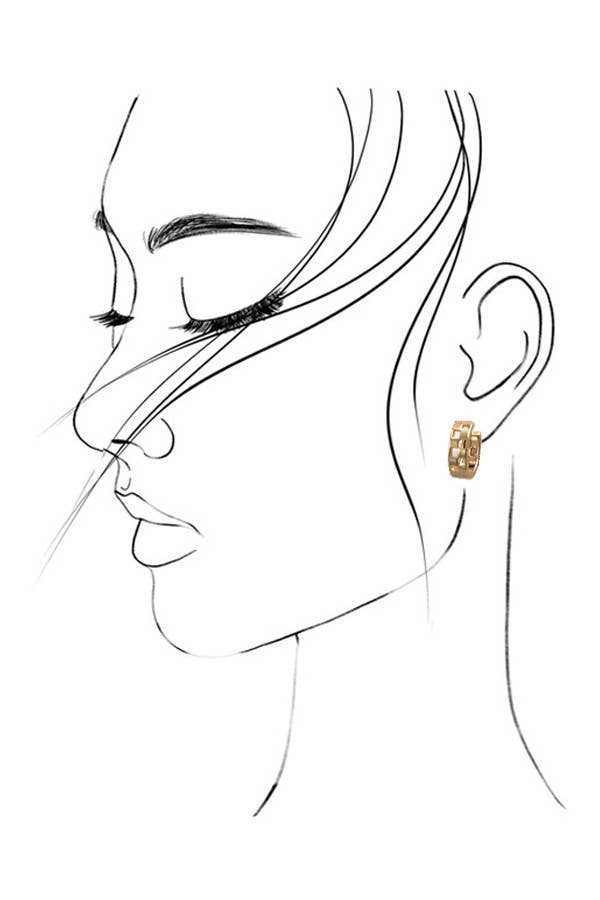 Mini Cutout Checker Huggie Earrings