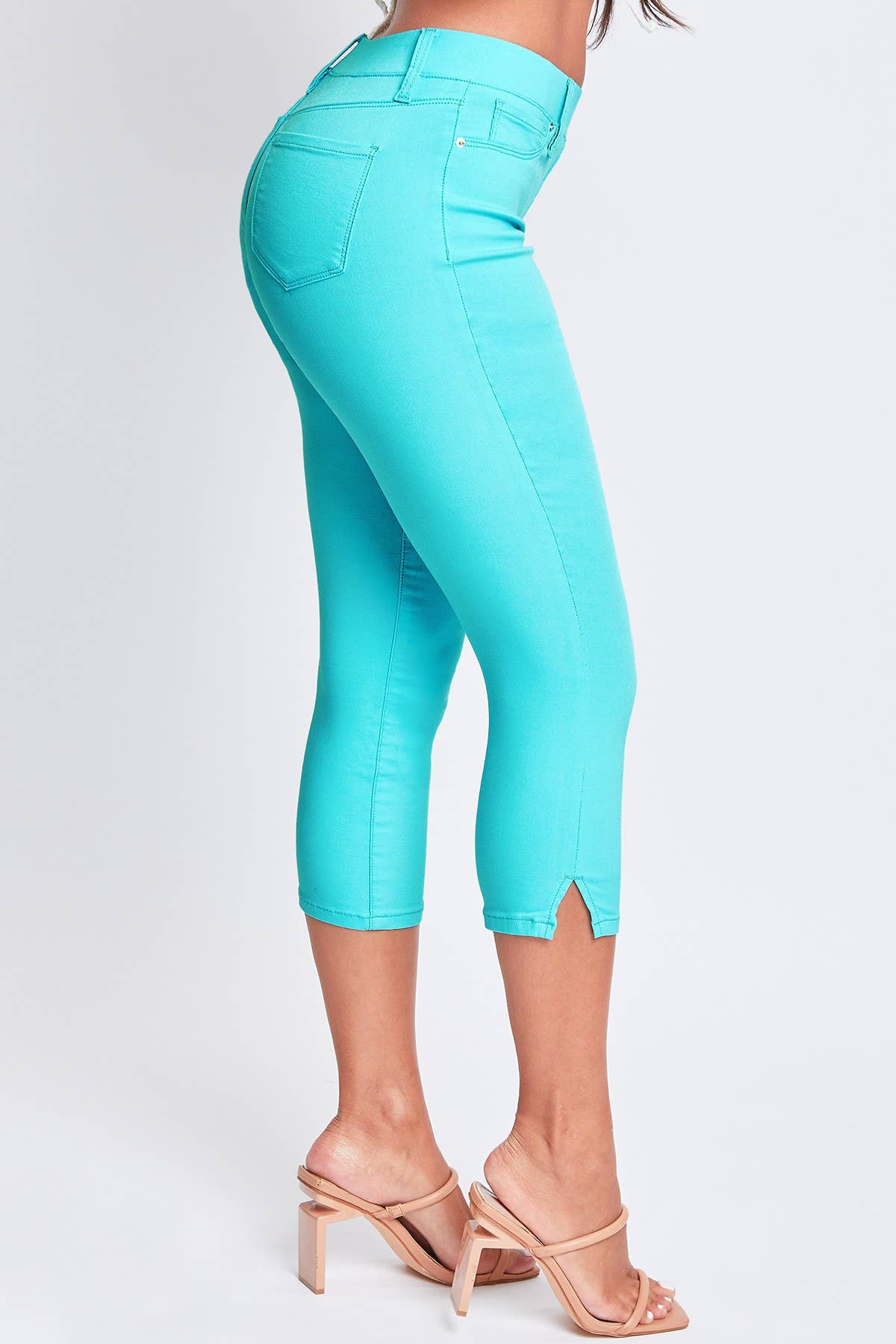 Hyperstretch Pull On Capri With Side Slit