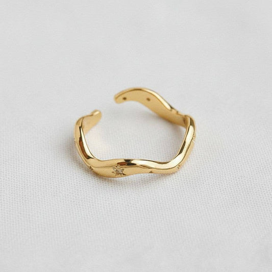 Wavy Gemstone Adjustable Ring