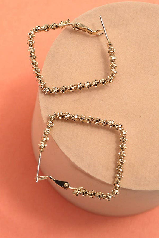 Square Hoop Diamond Dust Earrings