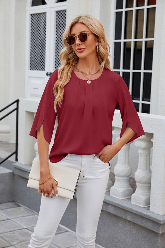 Round Neck Short Sleeved Top