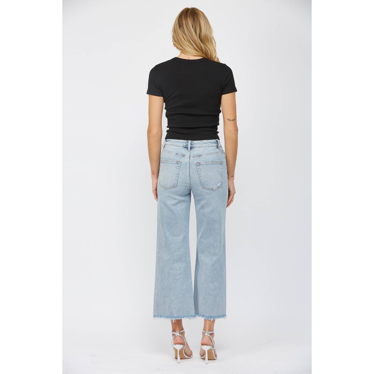 High Rise Ankle Wide Leg Jeans