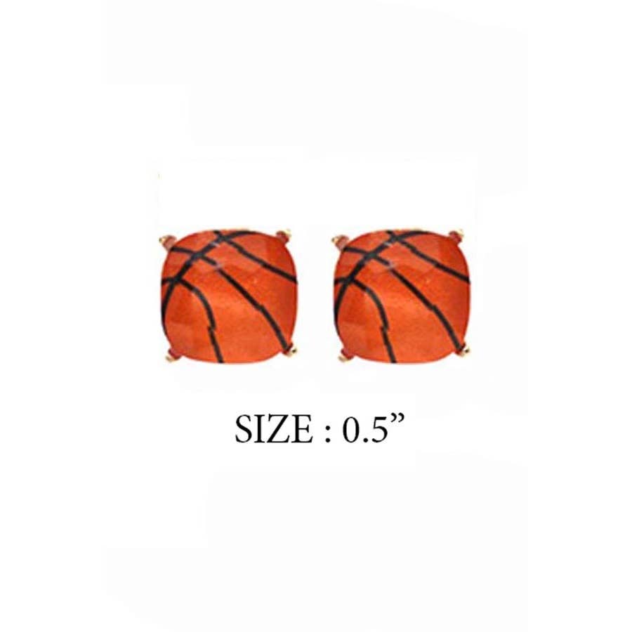RECTANGULAR SHAPE SPORTS BALL STUD EARRINGS