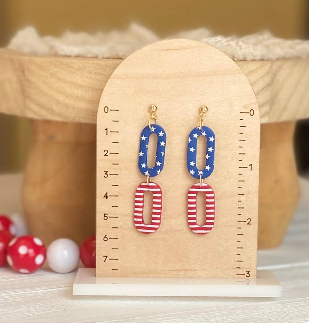 Red, White & Blue Clay Earrings