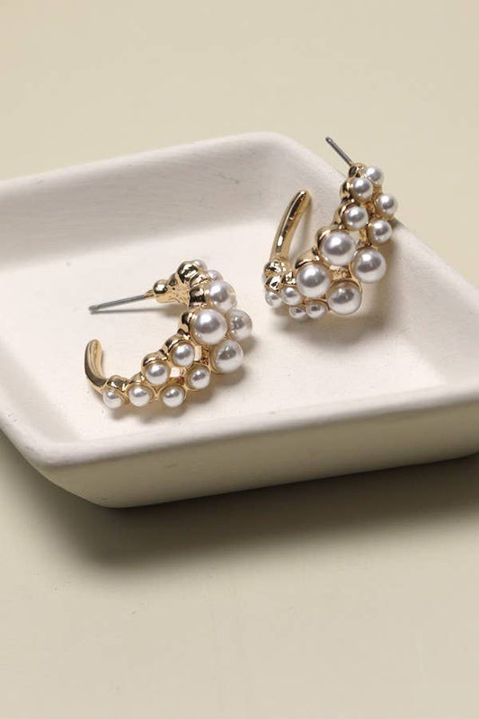 Pearl Mini Huggie Hoop Earrings