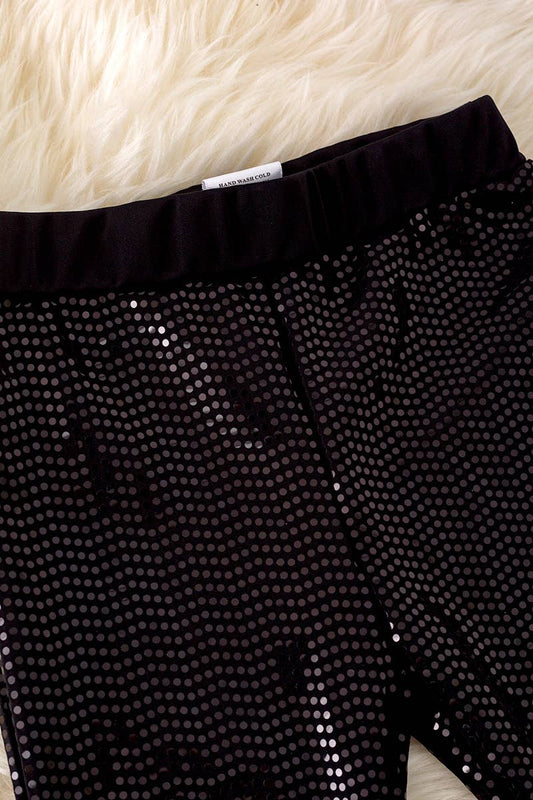 BLACK SHIMMERY BELL PANTS