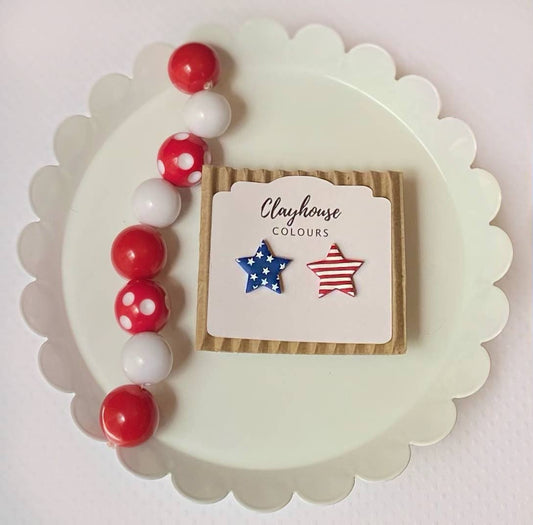 Red, White & Blue Clay Earrings