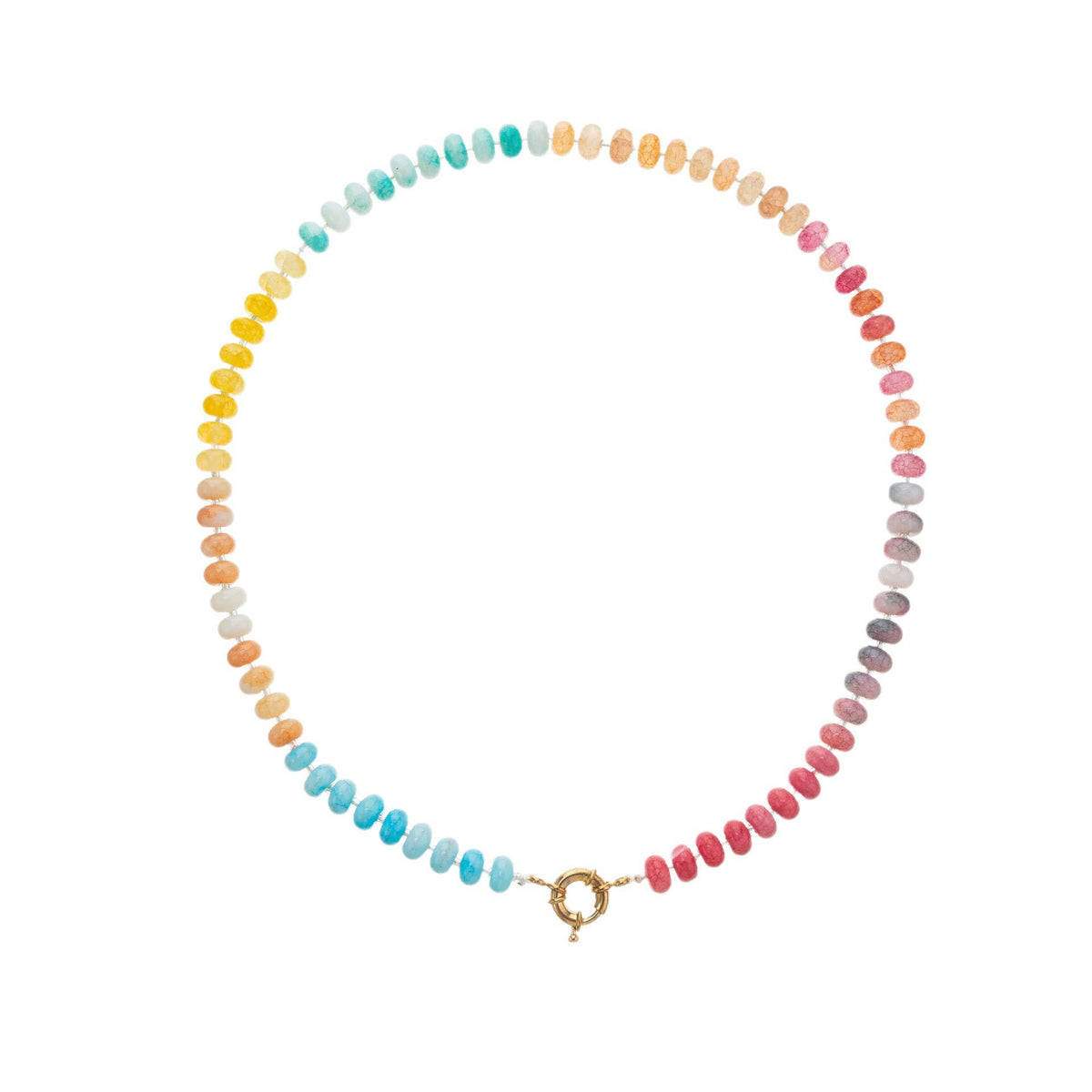 Rainbow Natural Stone & Pearl Beaded Necklace