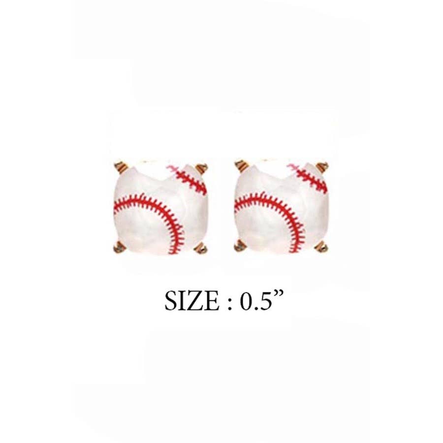 RECTANGULAR SHAPE SPORTS BALL STUD EARRINGS
