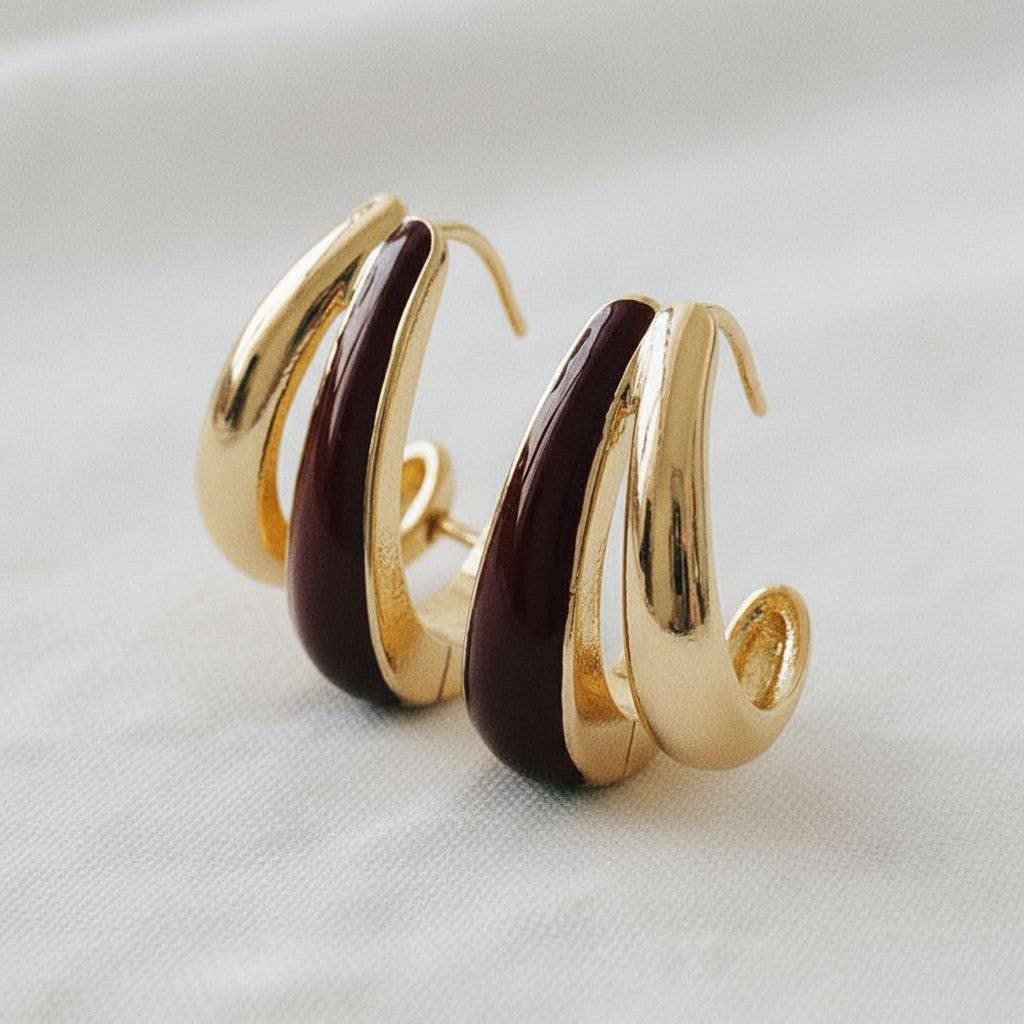 Geometric Red Design Drop Earrings