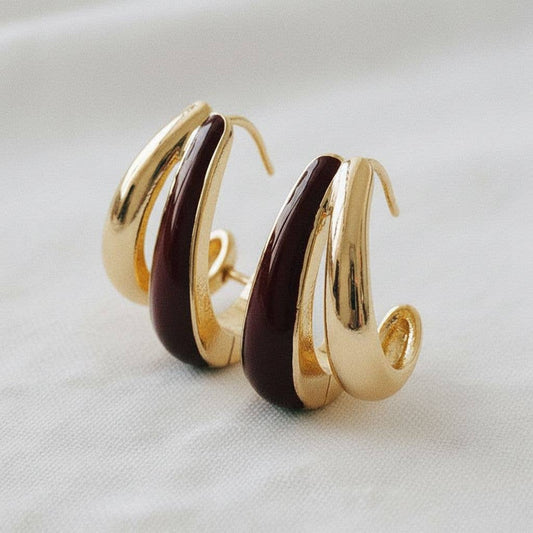 Geometric Red Design Drop Earrings