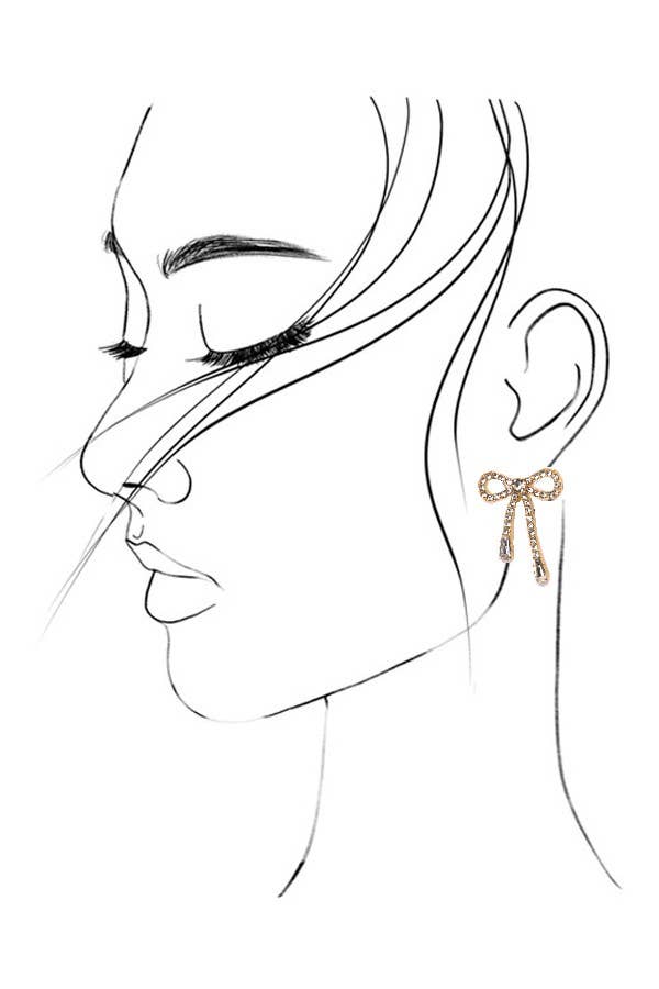 Rhinestone Bow Drop Earrings